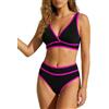 TcIFE Set di Bikini per Donna, Top con Scollo a V Profonda, Bottom di Vita Alta, Costumi da Bagno a 2 Pezzi, Sets di Bikini a Blocchi di Colore