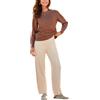 Famulily Tuta da donna lavorata a maglia, girocollo, pullover top e pantaloni da jogging a vita alta a gamba larga, set loungewear S-XL, cachi, S