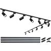 Bravsekai Kit nero di Teste e Binari Illuminati, 20W 3000K Bianco Caldo, LED Track Lights Plug-in compatibile con sistema binario Tipo H, Binari da 4x1 m, Faretto Moderno per Illuminazione d'Accento