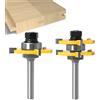 APlus Set di Frese Scanalature 8mm - APLUS 2Pz Fresa a Disco per Linguette e Scanalature, 3 Denti a Forma T Punte di Falegnameria, Strumento di Lavorazione del Legno e Fai da Te