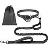 OFFCUP Guinzaglio Cani Mani Libere, Guinzaglio Da Jogging, Prolunga Elastica Con Borsa Portaoggetti per Addestramento, Camminata, Jogging E Corsa Con Cani (Nero, Per 1 Cane)