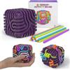 Szhhrxi 3D Sensorik Activity Cube, Giocattolo Sensoriale Fidget Toys Portatile in Silicone, 6-IN-1 Cube Sensoriale Montessori con 15 Corde, Giochi Sensoriali per Ansia, ADHD e Autismo (Viola)