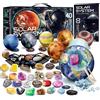 EDUMAN Kit di Scavo per Bambini, Kit Scavo per Gemme, 40 Cristalli, Minerali e Rocce, Minerali da Collezione, Regalo per Bambini