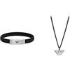 Emporio Armani Bracciale da uomo, lunghezza: 185-195 mm, larghezza: 30 mm, EGS2996040 + T56Emporio Armani EGS2994040 - Collana da uomo in acciaio inox, lunghezza: 525 mm, larghezza: 24 mm
