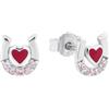 amor Orecchini a perno in Argento 925 per bambina, con zirconi sintetici, 0,7 cm, Argento, ferro di cavallo, Fornito in confezione regalo per gioielli