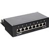InLine 22514 Patch Panel Cat.6A, 8 Porte, Installazione Guida DIN in Server Rack, Nero