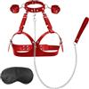BDSMLOVE Bondage sessuale Set di manette per il seno Giocattoli sessuali Kit BDSM Set di costrizione per coppie Donne Restrizioni per letto Giocattoli sessuali estremi Imbracatura sexy Manette (Rosso)