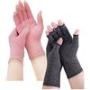 AovYoo 2 Paia Guanti Artrite Senza Dita Artrosi Reumatoide Guanti Compressione Gaming Terapia Mani Sindrome Raynaud Guanti per Computer Scaldamani Antiartrite (L, Grau+Rosa)
