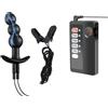 AMAZBEE Plug anale elettroshock in silicone con clip per il seno Pulsante anale indossabile con base a T Stimolazione elettrica Massaggiatore della prostata per uomini e donne (C,1)