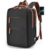 BAGZY Zaino da Viaggio Aereo 40x30x15cm Per Air France British Airways Bagaglio a Mano per Aereo Impermeabile Zaino Porta PC 15.6 Pollici Cabin Bag 20L USB Connessione Zainos Uomo Donna Nero