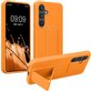 kwmobile 1x Custodia Compatibile con Samsung Galaxy S25 - Cover Supporto Dita - Back Case per Smartphone - Protezione Gommata Arancia fruttata