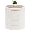 Bonlife Pouf Contenitore, Portaoggetti Piccolo Baule, Poggiapiedi Pieghevole Cubo, Cassapanca, per Ingresso, Soggiorno e Camera da Letto, Bianco, 43x43x45 cm