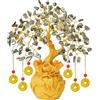 Crocon Albero di cristallo di pirite con base per monete artificiali decorazione bonsai per ufficio, albero dei soldi Feng Shui con 6 monete albero della ricchezza, cristallo regali spirituali per le donne