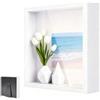 YUNXCNA Cornice Portafoto 3D, Cornice Profonda da Riempire 25 x 25 cm, con Lastra Acrilica Trasparente, Cornice per Oggetti 3D Più Profonda di 3 cm, Cornice Quadrate, per Regalo di Nozze o Ricordi, Bianco