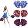 Suynauetev 6 Pezzi Pon Pon Cheerleader Pom Pom Cheerleader Pom Pom con Manico Pom Pom Colorati Pom Pom Cheerleader Bambina per Eventi Sportivi Giochi Scolastici Ballo e Rave(blu e bianco rosso e argento rosso e