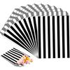 MOMAHUA 100 sacchetti neri per dolci, piccoli sacchetti per caramelle a righe, 12,7 x 17,8 cm, per dolcetti|popcorn|pane|panini|biscotti, sacchetti per feste per snack, dolci, regali di torte, matrimoni