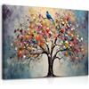 Dazzlewall Incorniciato Colorato Albero della Vita Parete Arte Stampa, Albero di Fiori Vintage Pittura Immagine per Camera da Letto Soggiorno Arredamento 12x16 pollice