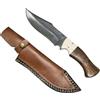 albainox COLTELLO 29 CM MANICO LEGNO di castagno e osso tibia artigianale fodero cuoio