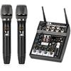 Depusheng Mixer audio professionale, mixer audio a 6 canali con doppio microfono wireless, console per scheda audio MP3 Bluetooth 48 V alimentazione phantom interfaccia USB mixer DJ