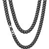 FaithHeart 10MM 50CM Nero Collane Uomo Catenina Cubana 45-75cm Hiphop Rock Gioielli da Ballo Collana Uomo Acciaio Alta Qualità con Chiusura Sicura Choker Girocollo Impilamento Antiallergico