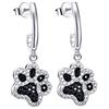 YFN Orecchini pendenti da donna in argento Sterling 925 a forma di zampa di gatto, colore: nero, Metallo non prezioso