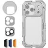 NEEWER Phone Cage Compatibile con iPhone 17 Pro, Accessorio Stabilizzatore Video Rig con Anello Filtro da 67mm, Backplate Lenti da 17mm, Adattatore T Mount, 4 Tappi di Controllo, PA143 (Argento)