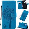 Fatcatparadise Cover per Samsung Galaxy A20S, Custodia Samsung A20S, Custodia Portafoglio a Libro in Pelle Flip Cover e TPU Silicone con Funzione Supporto Chiusura Magnetica per Galaxy A20S (Blu)