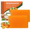 Muiefe Sapone al Cachi, Saponetta Deodorante Naturale, Sapone per Viso e Corpo, Detergente Delicata per Viso e Corpo, Anti-Odore, Detergente e Nutriente la Pelle, Carnagione Liscia, Peeling (2PCS)