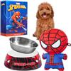 Disney Stitch Ciotole per Cani - Set Regalo Ciotola per Cani Antiscivolo e Peluche con Squeak (Spiderman Rosso/Blu)