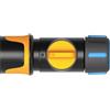 Fiskars Connettore Tubo, Con Valvola On/Off, Inserti SoftGrip, Misura Universale, Ø 1,3-1,5 cm (1/2-5/8''), 65 g, Nero/Arancione/Blu, 1027086