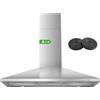 SNDOAS Cappa Aspirante 90cm Classe A++, 350 m³/h Cappa Cucina, Cappa Aspirante in Acciaio Inossidabile, con Filtro a Carbone Attivo, 3 Livelli di Velocità, LED