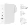 Belkin Caricabatteria da parete GaN a 4 porte da 140 W, adattatore da viaggio con ricarica rapida USB-C PD e porta USB-A, per iPhone, Samsung Galaxy, Google Pixel, iPad, MacBook, laptop e altri