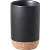 GEDY G-Canberra Portaspazzolini da Bagno, Misure e Peso: 10,5X7X7 CM & 0,254 kg, Porta dentifricio e spazzolino in Ceramica e Sughero, Finitura Nera, Design R&S Gedy, 2 Anni di Garanzia