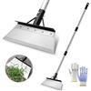 BOODPET Set di attrezzi da giardino con raschietto per erbacce, lama in acciaio inox da 21 cm con asta a 3 sezioni da 120 cm e guanti, per rimuovere muschio e ghiaccio per patio, vialetto e neve, kit pala da