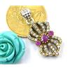 925 Argento Sterling Sintetico Rubino & C.Z.Pietra Bicolore Ciondolo da Donna A