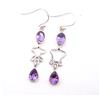4.90 GM 925 Argento Sterling Naturale Ametista Taglio Gemma Fine Orecchino 5.1cm
