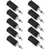ECSiNG 10 adattatori mono a stereo da 3,5 mm femmina a maschio, 2 in 1, per cuffie del telefono cellulare, cuffie del computer, colore nero