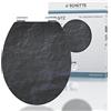 SCHÜTTE Black Stone 80535 - Sedile WC in legno HG, lucido, con abbassamento automatico, adatto per tutti i WC in commercio, carico massimo degli occhialini, 150 kg, motivo pietra