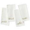 Threadmade Elrene Home Fashions Harvest Fall Sentiment - Set di 4 tovaglioli ricamati, 43 x 43 cm, colore: avorio