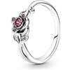 PANDORA Disney Anello de La Bella e la Bestia in argento Sterling rosa con zirconi cubici rossi e trasparenti, 54