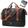 HPLQQ Borsone da Viaggio Donna Bagaglio a Mano Ryanair 40x30x20, Borsa Sportiva Borsone da Palestra con Scomparto per le Scarpe, Borsa da Weekend, Ospedale Parto, Danza,D05-Nero-Marrone