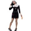 SMIFFYS Costume Consorella zombie, Nero, abito, copricapo, cintura e collana con crocifisso Halloween