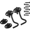 BuxiuGK 2 Pezzi Gancio in Acciaio Inox 3 Pollici/75mm,Gancio per Finestra con 8 Viti di Montaggio per Porta Fienile, Armadio, Finestra,Nero