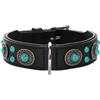 HUNTER Shark - Collare in vera pelle di mucca nichelata, 55/41 x 49 cm, medio, nero/nappa nera