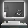 Meerveil Mondeer Meerveil Specchio da Bagno a LED, Specchio di Cortesia Retroilluminato a Parete con 3x Ingranditore Anti-Nebbia Controllo Tattile Per Bagno, 80 × 60 cm