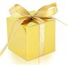 KPOSIYA 100 Pack Favor Boxes 2x2x2 inch Candy Boxes Gold Gift Boxes with Ribbons for Wedding Baby Shower Decorations Birthday Party Supplies