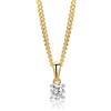 MIORE Collana Donna con Pendente di Diamante in Oro Giallo Massiccio 375 da 9K con Catenina in Argento Placcato Oro 18K Lunga 45cm- Collana con Pendente in Diamante 0.25ct con Custodia Portagioie
