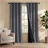 PONY DANCE 100% Tende Oscuranti 2 Pezzi L 140 x A 210 cm Tende Termiche Isolanti per Interni Doppio Strato Curtains Camera da Letto con Anelli, Grigio