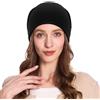 ZLYC Cappello da Donna in Misto Cashmere Morbido Senza Cuciture Lavorato a Maglia Invernale con Teschio, Nero Tinta Unita., Taglia Unica