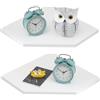 Gieanoo - Mensola angolare bianca, set di 2 mensole in legno massiccio di quercia bianche a parete, organizer con foro per filo, per piccole piante, per cucina, soggiorno, camera da letto